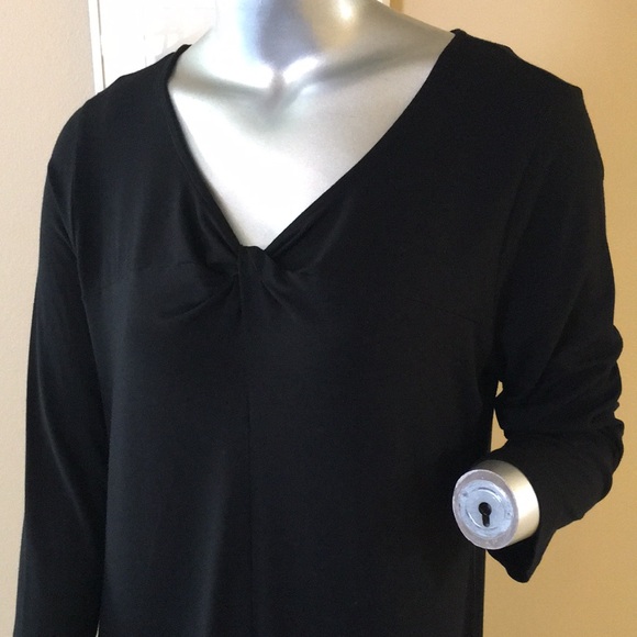 EILEEN FISHER | Solid Black Jersey Tunic Top 3/4 Length Sleeves - Picture 11 of 15